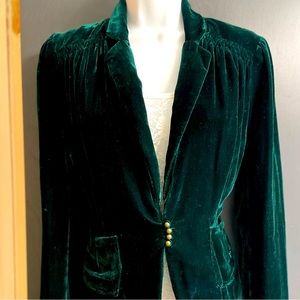 Green velvet blazer